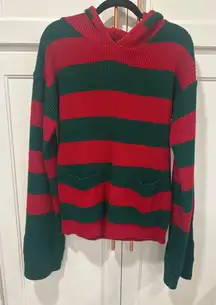 VTG hand loomed 100% virgin fiber Striped Knitted Sweater Womens Medium 80's