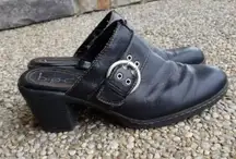 B.O.C Slip Ons Black Leather Upper Slip On Heels - Size 9