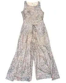 Molly Bracken Womens M Jumpsuit Outfit Tie Waist Wrap Wide Leg Dressy Leopard