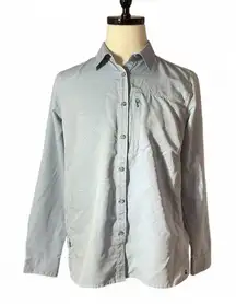 Mountain Hardwear Long Sleeve Button Up Shirt Light Blue Hiking Outdoor Womens L