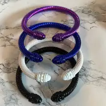 Four colorful metal painted twist bracelet.