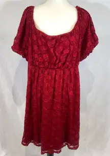 Red lace dress with bow and open back size 3X NWT