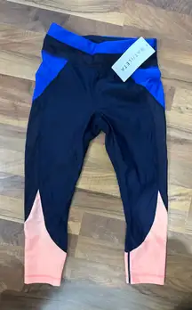 Athleta Women's Leggings in Black, Blue, and Coral swim capris