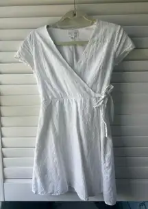 White Eyelet Wrap Dress