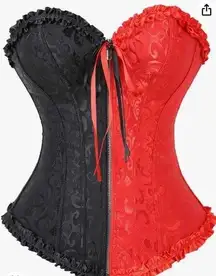 Women's Corset Bustier Top Goth Lingerie Sets Black Red Overbust Zip Up NWOT