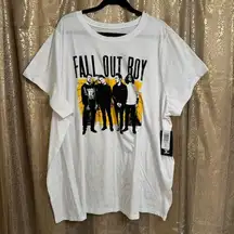 Torrid  Manhead White Fall Out Boy Classic Fit Cotton Crew Tee 5X NWT