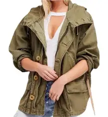 Free People Joshua Tree Utility Jacket in Military green cotton Oversized M