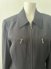 80s Allison Taylor Black Career Jacket Size M Business Casual Full Zip Fitted