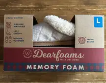 Dearfoams Women's Memory Foam Quilted Scuff Slippers Oatmeal Heather Wool Blend L 9-10