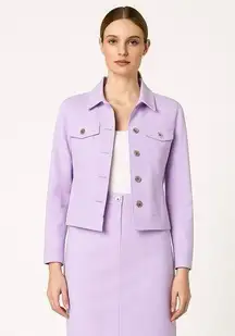 Calvin Klein Purple Lilac Long Sleeve Button Down Blazer Mini Skirt 2 Pc Set 14