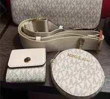 Jet Set Logo Crossbody Bag with Case for Apple AirPods Pro White and Gold