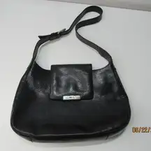 Bag Black Pebbled Leather Snap Shoulder Bag Trendy