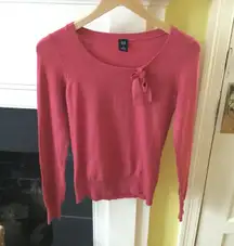 Vintage Sweater with Bow Tie Accent Collar Pink - Sz S