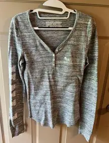 Victoria's Secret  pink gray long sleeve Henley Sleepwear