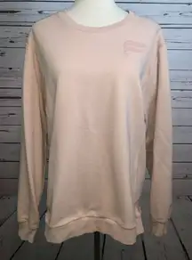 Fabletics‎ Sweatshirt Large crew long sleeve Peach Logo Side Panels Workout gym