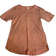 H&M Speckled Peach Pink Orange Tee Shirt 1/4 Sleeve‎ Small Crewneck