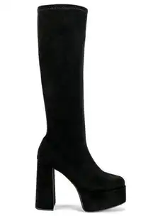 NIB NWT Tony Bianco Toniq Platform Boot Black Stretch Suede REVOLVE sz 7.5