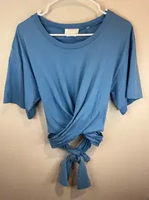 7 For All Mankind Women’s Crop Tie Waist Tee‎ Top Size S