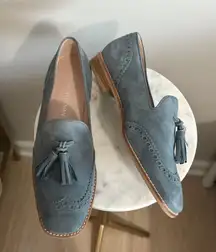 boything blue suede wingtip tassel brogue pattern loafers