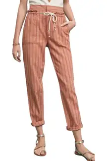Anthropologie Seashore Striped Linen Blend Pants XS Cedar Terracotta Drawstring