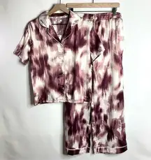 Jason Wu Satin Pajama Set Medium Purple White Top Pants NWT