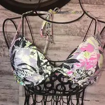 Victoria's Secret  Bikini top floral top VS swim wear Bling colorful bikini top‌