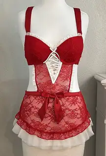Victoria’s Secret‎ Red And White Apron Slip Size Medium