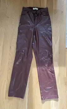 Abercrombie leather pants curve love, red wine color