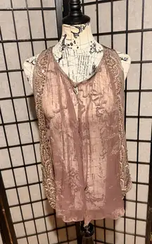 Ryu Vintage y2k Bead Embellish Western Fashion Pink and Brown Vest mesh panels