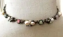 Cookie Lee  pearl floral choker  necklace