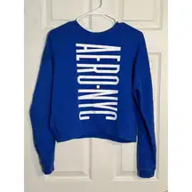 Aeropostale Women's Blue Sweatshirt With Aero NYC Logo Front, Small