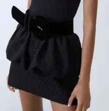 NWT ZARA‎ BLACK JACQUARD MINI SKIRT High waist Size M Waist 27