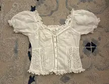 LoveShackFancy Bryant Top in Antique White