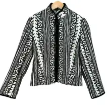 Wallis Women’s‎ Black White Sophisticated Chic Lined Embroidered Jacket 12