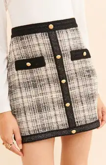 Saylor Bellamy Black Knit A-Line Button Front Mini Skirt Size Medium