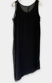 Eileen Fisher  Womens Dress XS 100% Silk Crepe Sheer Asymmetrical Modal Knit Slip