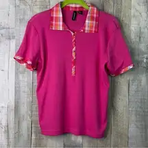 Jason Maxwell Small Vintage Pink & Plaid Short Sleeve Polo