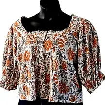 Rachel Zoe Boho Floral Print Peasant Blouse - Square Neck, Size Small (NWOT)