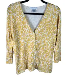 JILLIAN JONES Floral Silk‎ Blend Cardigan Button Front Top Womens S Vintage