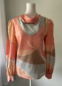 Vintage ‘80s Anne Klein for New Aspects Peach Abstract Long Sleeve Blouse