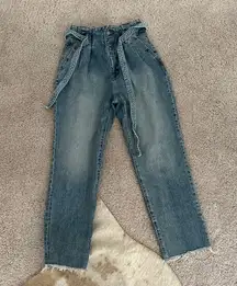 Abercrombie & fitch paper bag belt high rise mom jeans