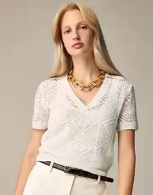 J.Crew Cashmere lace pointelle sweater-polo Snow