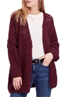 ✨Free People Saturday Morning Knit Oversized Maroon Cardigan Cardi Sweater✨