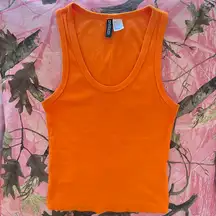 neon orange ribbed tank top