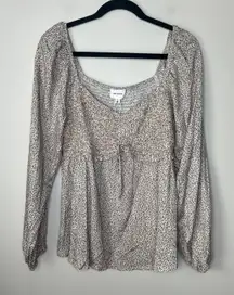 Heyson New Tags Smocked Boho Babydoll‎ Long Sleeve Top Floral Blouse Size Medium