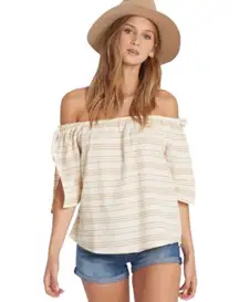 Tan Striped Off Shoulder Top