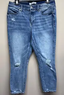 Lila Ryan Womens Jeans Size 32 Blue Distressed Skinny Crop Denim