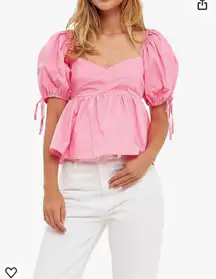 Women's Tied Strap Puff Sleeve Woven Top