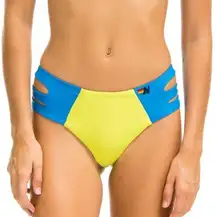 Aviator nation HI-WAISTED SIDE CUT OUT COLOR BLOCK BRIEF BIKINI BOTTOMS size xs