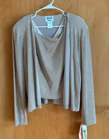 Jeffrey & Dale Evenings Tom Barra Gold Knit 2 Piece Set Jacket Tank Top Size 16